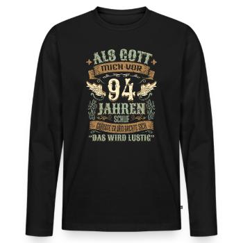 94 Geburtstag Geschenk Jahre Geburtstagsgeschenk - Männer Premium Bio Langarmshirt - Schwarz - Vorne - Nico (187cm)