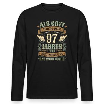 97 Geburtstag Geschenk Jahre Geburtstagsgeschenk - Männer Premium Bio Langarmshirt - Schwarz - Vorne - Nico (187cm)