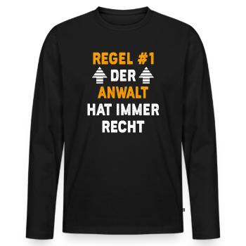 Anwalt Geschenk Geburtstag Spruch - Männer Premium Bio Langarmshirt - Schwarz - Vorne - Nico (187cm)