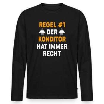 Konditor Geschenk Geburtstag Spruch - Männer Premium Bio Langarmshirt - Schwarz - Vorne - Nico (187cm)
