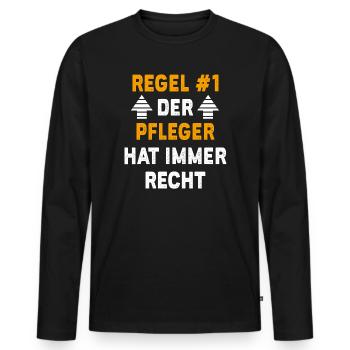 Pfleger Geschenk Geburtstag Spruch - Männer Premium Bio Langarmshirt - Schwarz - Vorne - Nico (187cm)