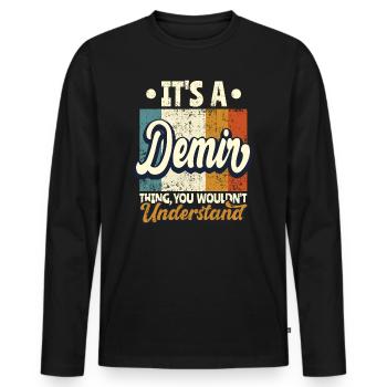 Name Demir Gift Birthday Saying - Men's Premium Organic Long Sleeve Shirt - black - Front - Nico (187cm)