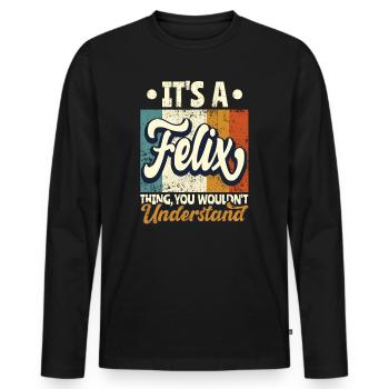 Name Felix Geschenk Geburtstag Spruch - Männer Premium Bio Langarmshirt - Schwarz - Vorne - Nico (187cm)