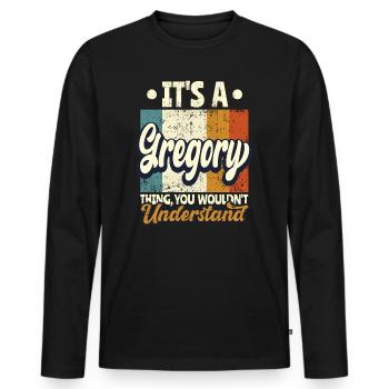 Name Gregory Geschenk Geburtstag Spruch - Männer Premium Bio Langarmshirt - Schwarz - Vorne - Nico (187cm)