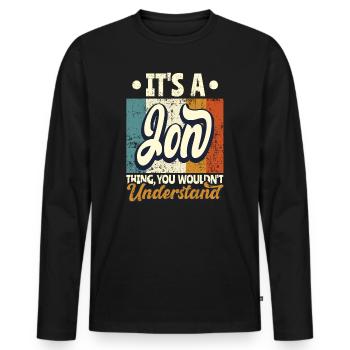 Name Jon Geschenk Geburtstag Spruch - Männer Premium Bio Langarmshirt - Schwarz - Vorne - Nico (187cm)
