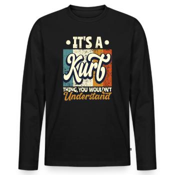 Name Kurt Geschenk Geburtstag Spruch - Männer Premium Bio Langarmshirt - Schwarz - Vorne - Nico (187cm)