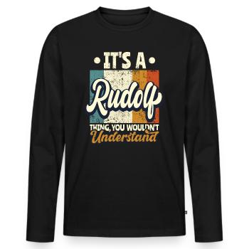 Name Rudolf Geschenk Geburtstag Spruch - Männer Premium Bio Langarmshirt - Schwarz - Vorne - Nico (187cm)