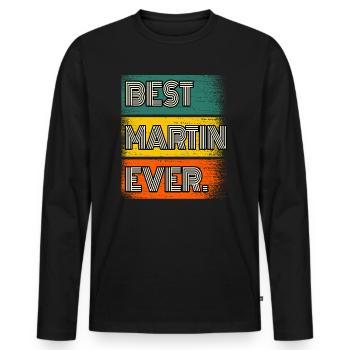 Martin Name Gift Saying Funny - Men's Premium Organic Long Sleeve Shirt - black - Front - Nico (187cm)