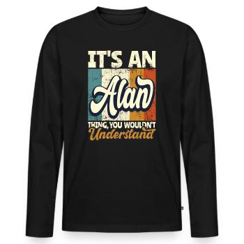 Name Alan Geschenk Vorname Personalisiert - Männer Premium Bio Langarmshirt - Schwarz - Vorne - Nico (187cm)