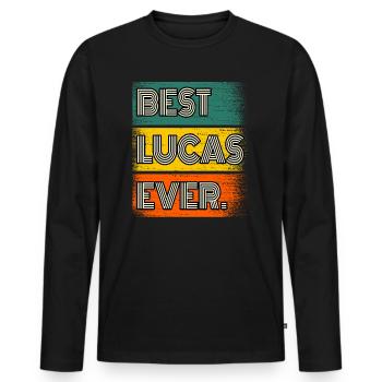 Lucas Name Geschenk Spruch Lustig - Männer Premium Bio Langarmshirt - Schwarz - Vorne - Nico (187cm)
