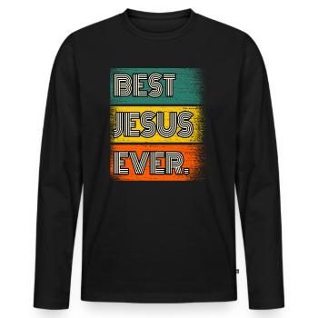 Jesus Name Gift Proverb Funny - Men's Premium Organic Long Sleeve Shirt - black - Front - Nico (187cm)