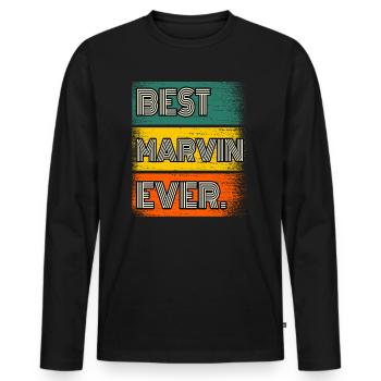 Marvin Nom Cadeau Citation Drôle - T-shirt manches longues Premium bio Homme - noir - Devant - Nico (187cm)