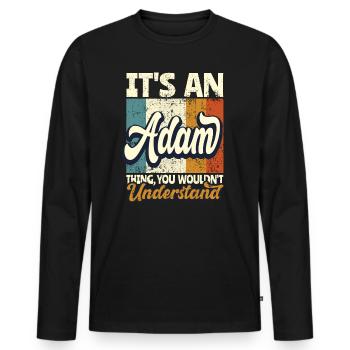 Nom Adam Cadeau Prénom Personnalisé - T-shirt manches longues Premium bio Homme - noir - Devant - Nico (187cm)