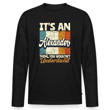 Name Alexander Gift First name personalized - Men's Premium Organic Long Sleeve Shirt - black - Front - Nico (187cm)