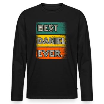 Daniel Nom Cadeau Citation Drôle - T-shirt manches longues Premium bio Homme - noir - Devant - Nico (187cm)