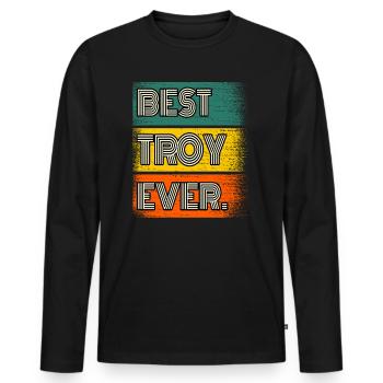 Troy Nom Cadeau Citation Drôle - T-shirt manches longues Premium bio Homme - noir - Devant - Nico (187cm)