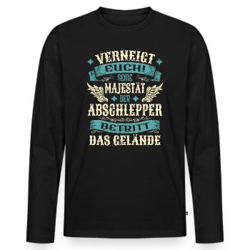 Abschlepper Geschenk Lustige Sprüche - Männer Premium Bio Langarmshirt - Schwarz - Vorne - Nico (187cm)
