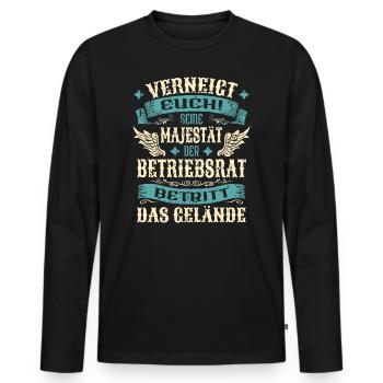 Betriebsrat Geschenk Lustige Sprüche - Männer Premium Bio Langarmshirt - Schwarz - Vorne - Nico (187cm)