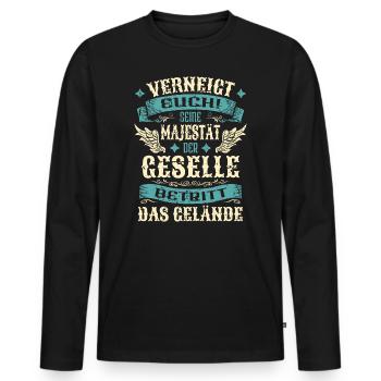 Geselle Geschenk Lustige Sprüche - Männer Premium Bio Langarmshirt - Schwarz - Vorne - Nico (187cm)