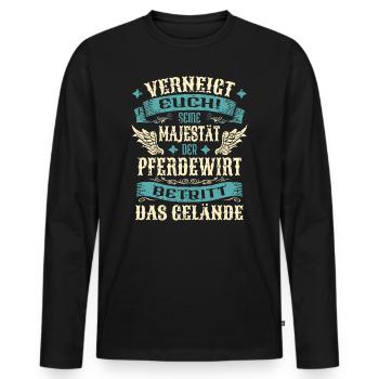 Pferdewirt Geschenk Lustige Sprüche - Männer Premium Bio Langarmshirt - Schwarz - Vorne - Nico (187cm)