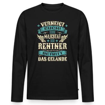 Rentner Geschenk Lustige Sprüche - Männer Premium Bio Langarmshirt - Schwarz - Vorne - Nico (187cm)
