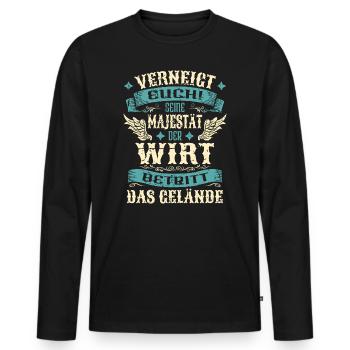 Wirt Geschenk Lustige Sprüche - Männer Premium Bio Langarmshirt - Schwarz - Vorne - Nico (187cm)