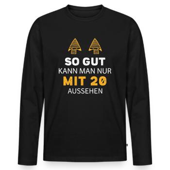 20 Geburtstag Geschenk Sprüche Lustig - Männer Premium Bio Langarmshirt - Schwarz - Vorne - Nico (187cm)