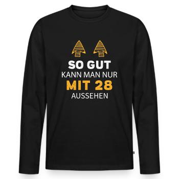 28 Geburtstag Geschenk Sprüche Lustig - Männer Premium Bio Langarmshirt - Schwarz - Vorne - Nico (187cm)