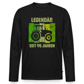 95 Geburtstag Geschenk 95. Landwirt Spruch - Männer Premium Bio Langarmshirt - Schwarz - Vorne - Nico (187cm)