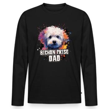 Bichon Frise Dog Cadeau Dire - T-shirt manches longues Premium bio Homme - noir - Devant - Nico (187cm)