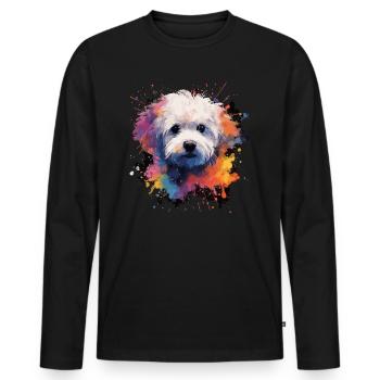 Bichon Frise Dog Cadeau Dire - T-shirt manches longues Premium bio Homme - noir - Devant - Nico (187cm)