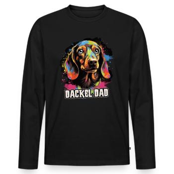 Cadeau de teckel Dog Dire - T-shirt manches longues Premium bio Homme - noir - Devant - Nico (187cm)