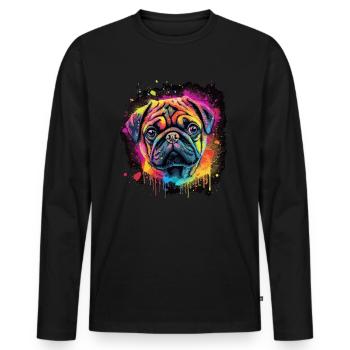 Pug Pug Dog Gift Saying - Men's Premium Organic Long Sleeve Shirt - black - Front - Nico (187cm)