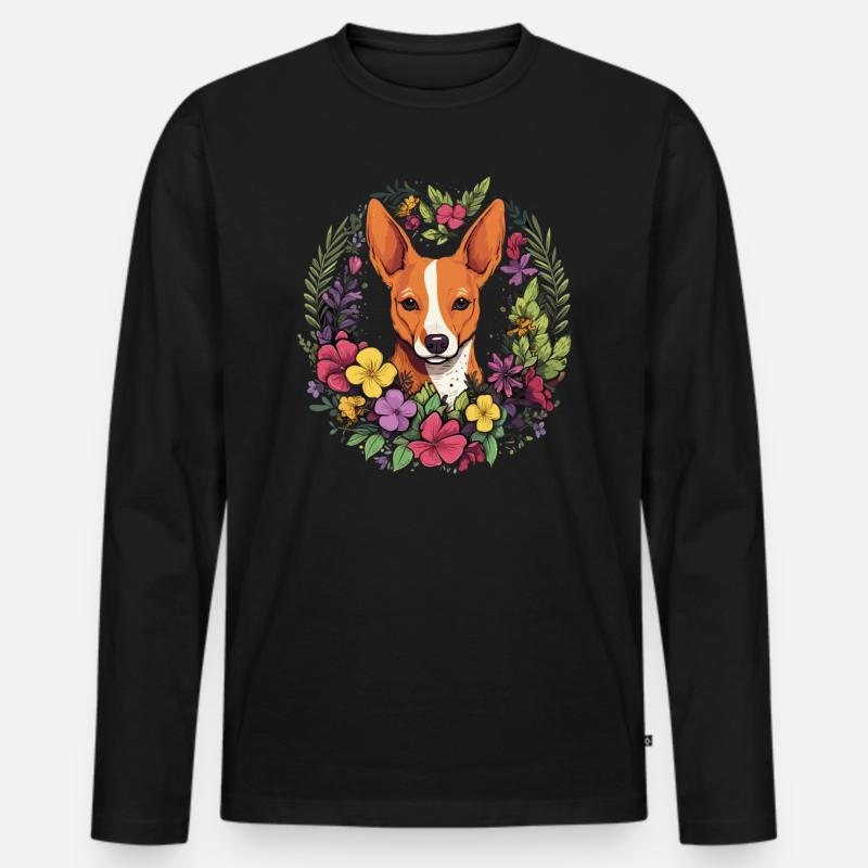 Basenji Hund Geschenk - Männer Premium Bio Langarmshirt - Schwarz