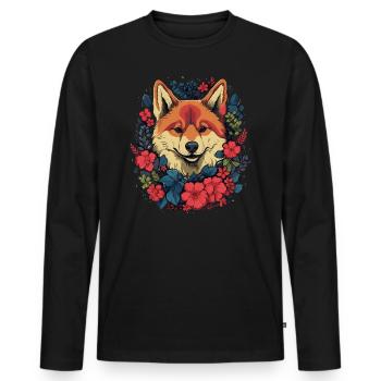 Akita Chien Cadeau - T-shirt manches longues Premium bio Homme - noir - Devant - Nico (187cm)