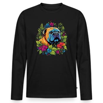 Cadeau de chien bouledogue américain - T-shirt manches longues Premium bio Homme - noir - Devant - Nico (187cm)