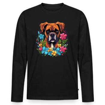 Cadeau Boxer Dog - T-shirt manches longues Premium bio Homme - noir - Devant - Nico (187cm)
