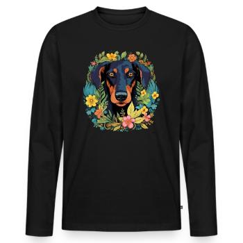 Dobermann Hund Geschenk - Männer Premium Bio Langarmshirt - Schwarz - Vorne - Nico (187cm)