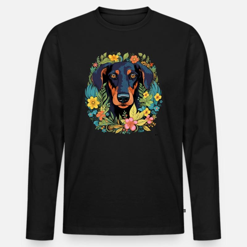 Dobermann Hund Geschenk - Männer Premium Bio Langarmshirt - Schwarz