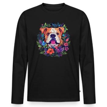 Englische Bulldogge Hund Geschenk - Männer Premium Bio Langarmshirt - Schwarz - Vorne - Nico (187cm)