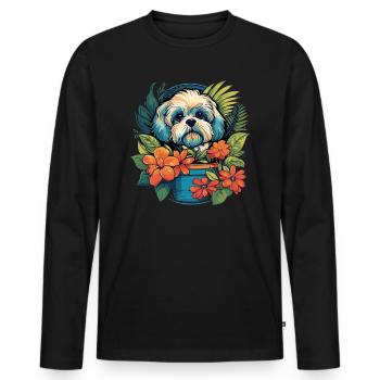 Cadeau de chien maltais - T-shirt manches longues Premium bio Homme - noir - Devant - Nico (187cm)