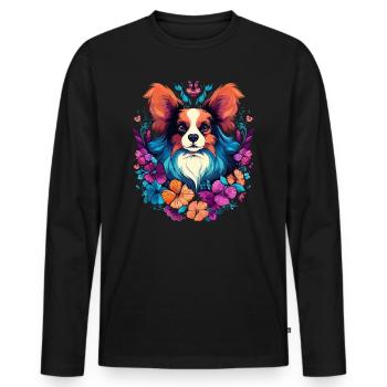 Papillon Hund Geschenk - Männer Premium Bio Langarmshirt - Schwarz - Vorne - Nico (187cm)