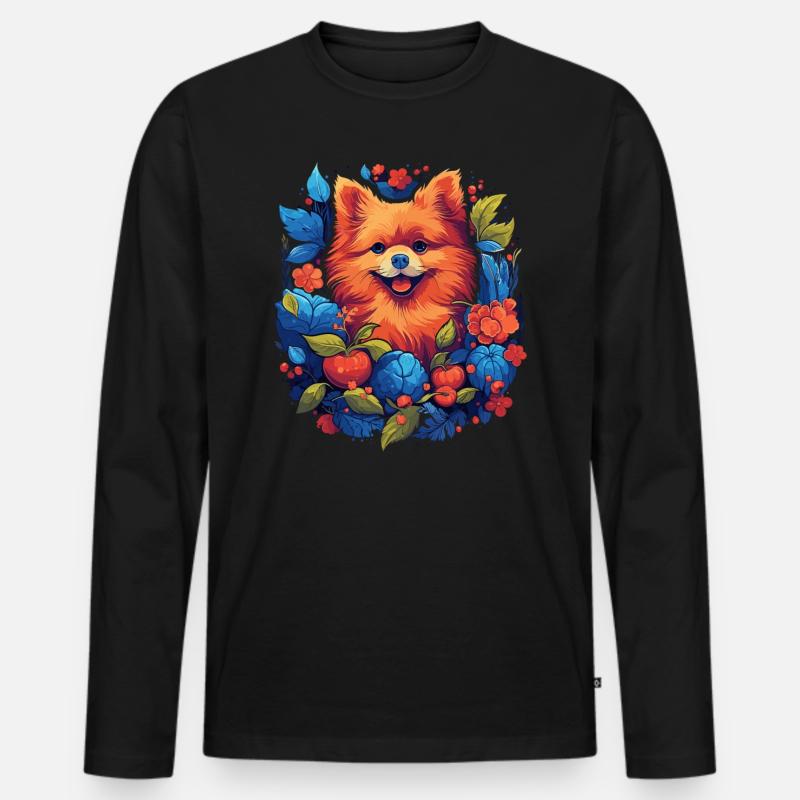 Pomeranian Hund Geschenk - Männer Premium Bio Langarmshirt - Schwarz