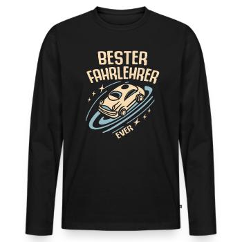 Fahrlehrer Geschenk Fahrschule Lehrer Spruch - Männer Premium Bio Langarmshirt - Schwarz - Vorne - Nico (187cm)