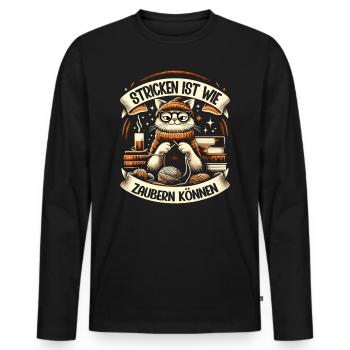 Stricken Strickerin Geschenk Wolle Geburtstag - Männer Premium Bio Langarmshirt - Schwarz - Vorne - Nico (187cm)