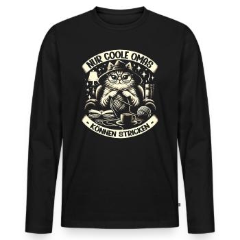 Stricken Strickerin Geschenk Oma Geburtstag - Männer Premium Bio Langarmshirt - Schwarz - Vorne - Nico (187cm)