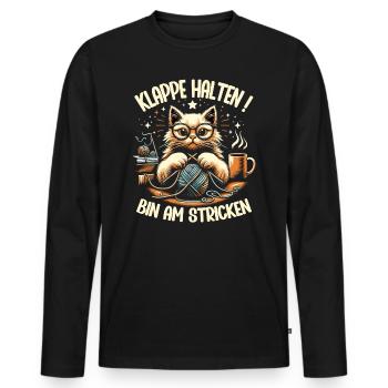 Stricken Strickerin Geschenk Wolle Geburtstag - Männer Premium Bio Langarmshirt - Schwarz - Vorne - Nico (187cm)