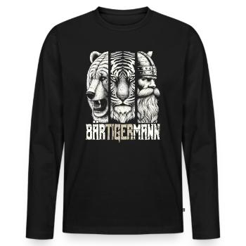 Bärtigermann Bär Tiger Mann Geschenk Bart Sprüche - Männer Premium Bio Langarmshirt - Schwarz - Vorne - Nico (187cm)