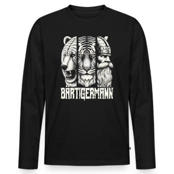 Bärtigermann Bär Tiger Mann Geschenk Bart Sprüche - Männer Premium Bio Langarmshirt - Schwarz - Vorne - Nico (187cm)