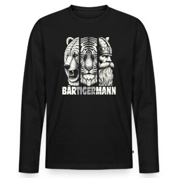 Bärtigermann Bär Tiger Mann Geschenk Bart Sprüche - Männer Premium Bio Langarmshirt - Schwarz - Vorne - Nico (187cm)